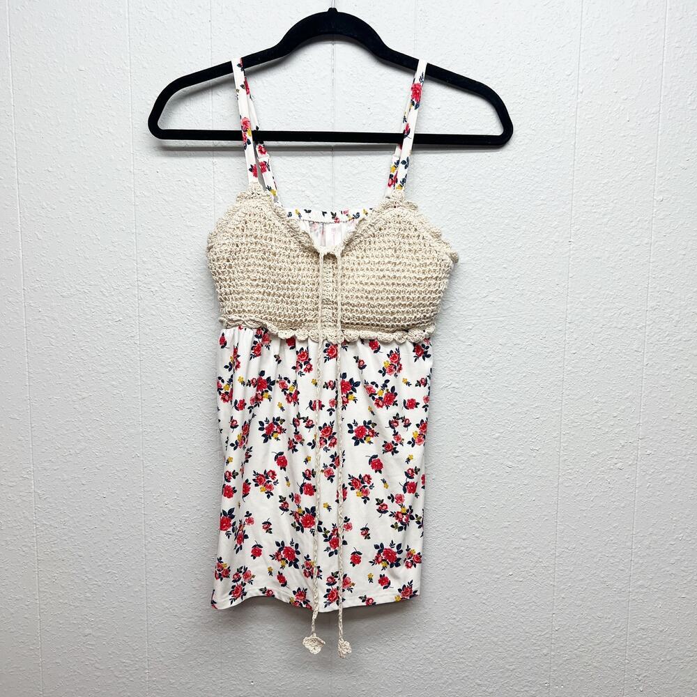 Xhilaration Crochet Floral Coquette Chic Beach Coastal Cowgirl Junior Top Medium